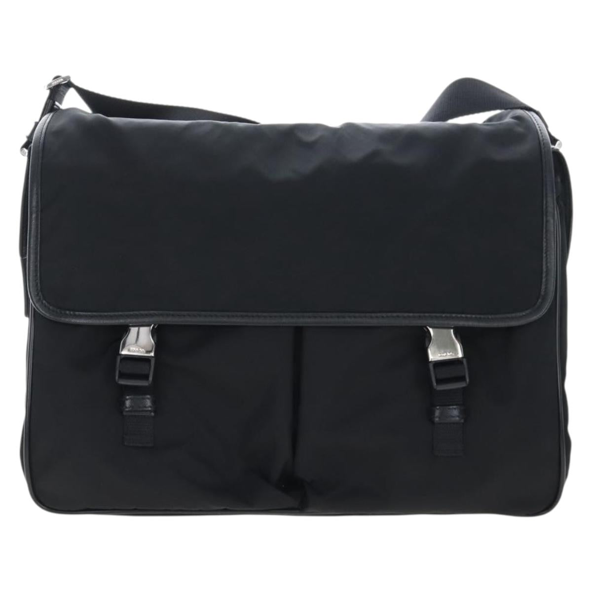 PRADA Shoulder Bag Nylon Black Silver