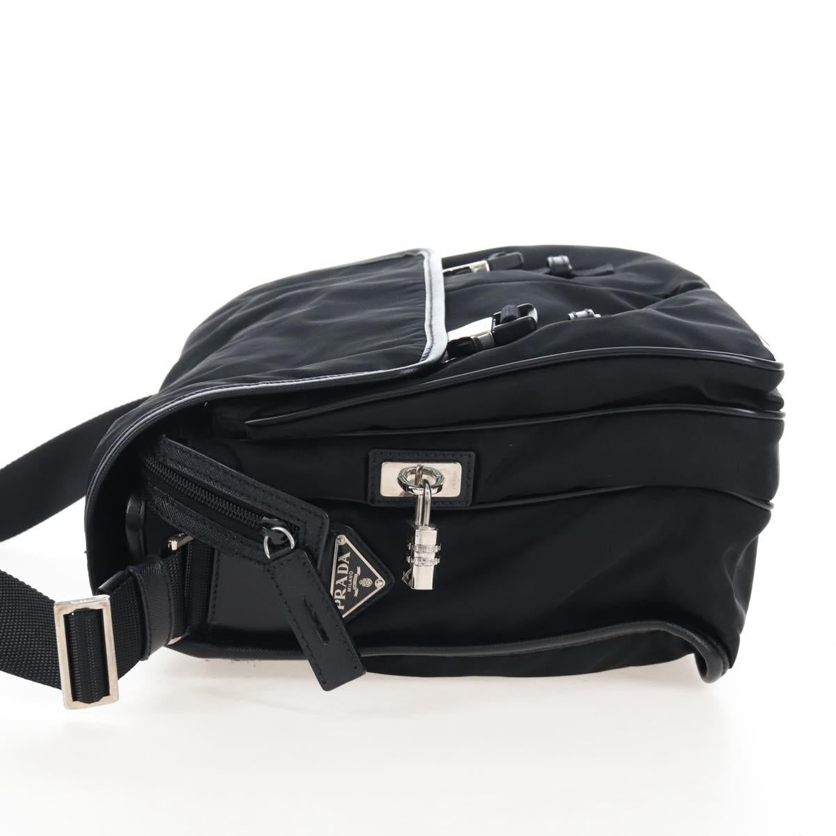 PRADA Shoulder Bag Nylon Black Silver