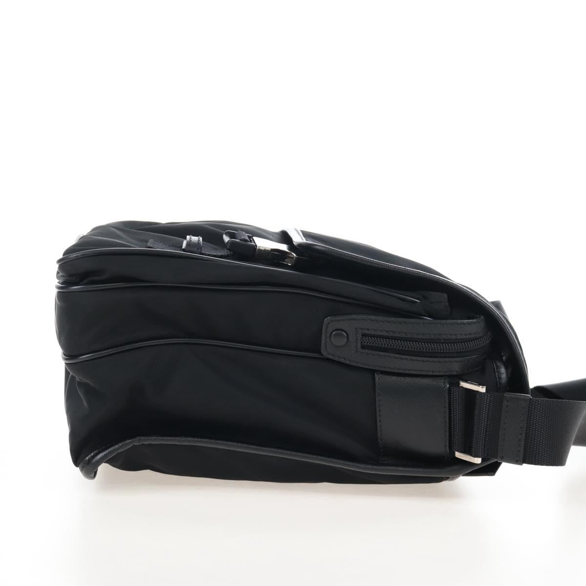 PRADA Shoulder Bag Nylon Black Silver