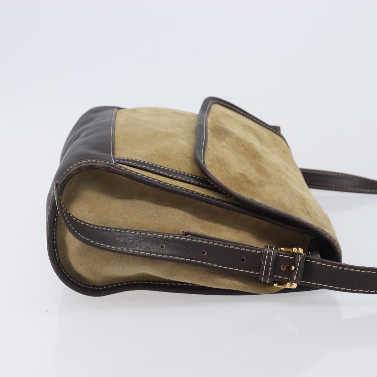 LOEWE Shoulder Bag Suede Beige Gold Tone