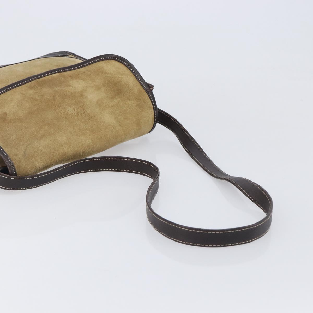 LOEWE Shoulder Bag Suede Beige Gold Tone