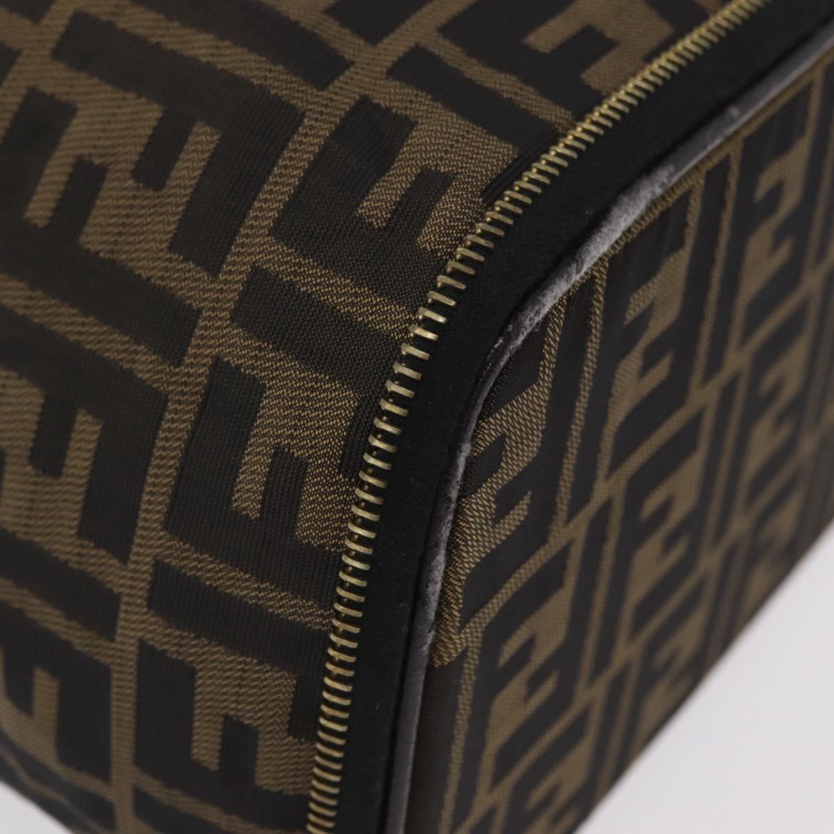 FENDI Zucca Canvas Vanity Hand Bag Black Brown