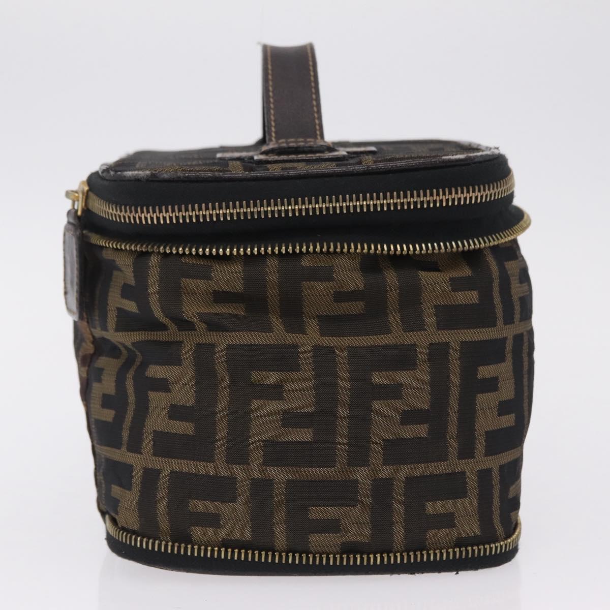 FENDI Zucca Canvas Vanity Hand Bag Black Brown