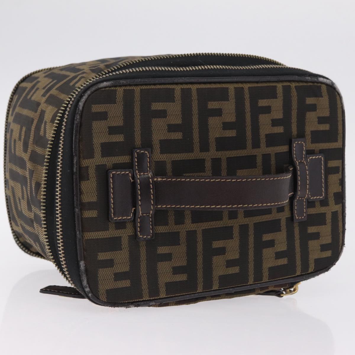 FENDI Zucca Canvas Vanity Hand Bag Black Brown