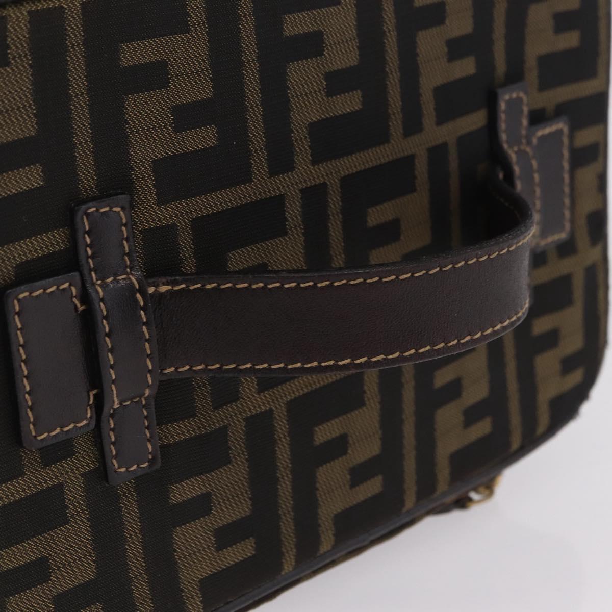 FENDI Zucca Canvas Vanity Hand Bag Black Brown