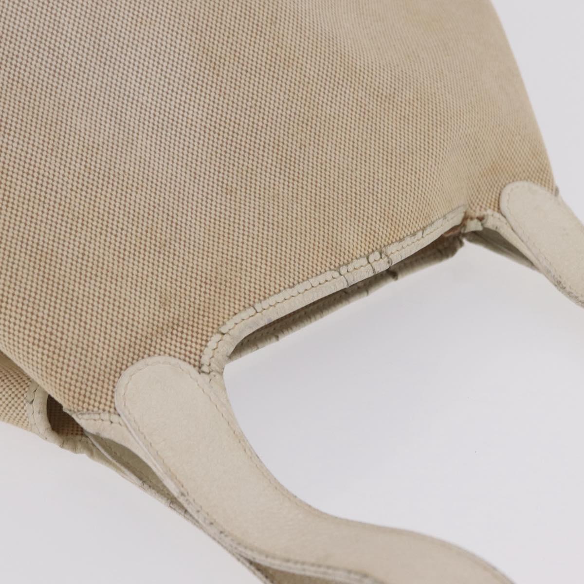 HERMES Picotan MM Hand Bag Canvas Beige Silver