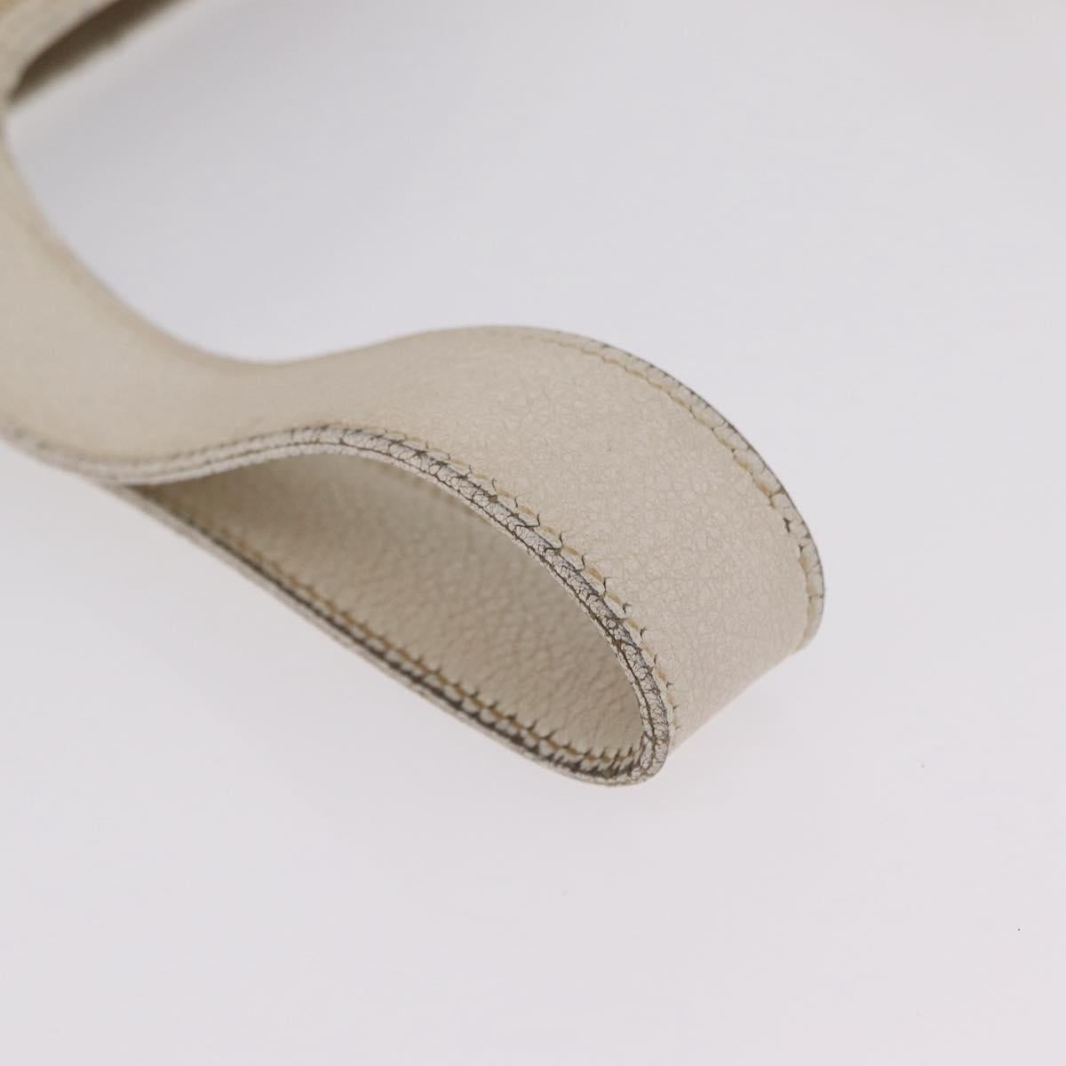 HERMES Picotan MM Hand Bag Canvas Beige Silver
