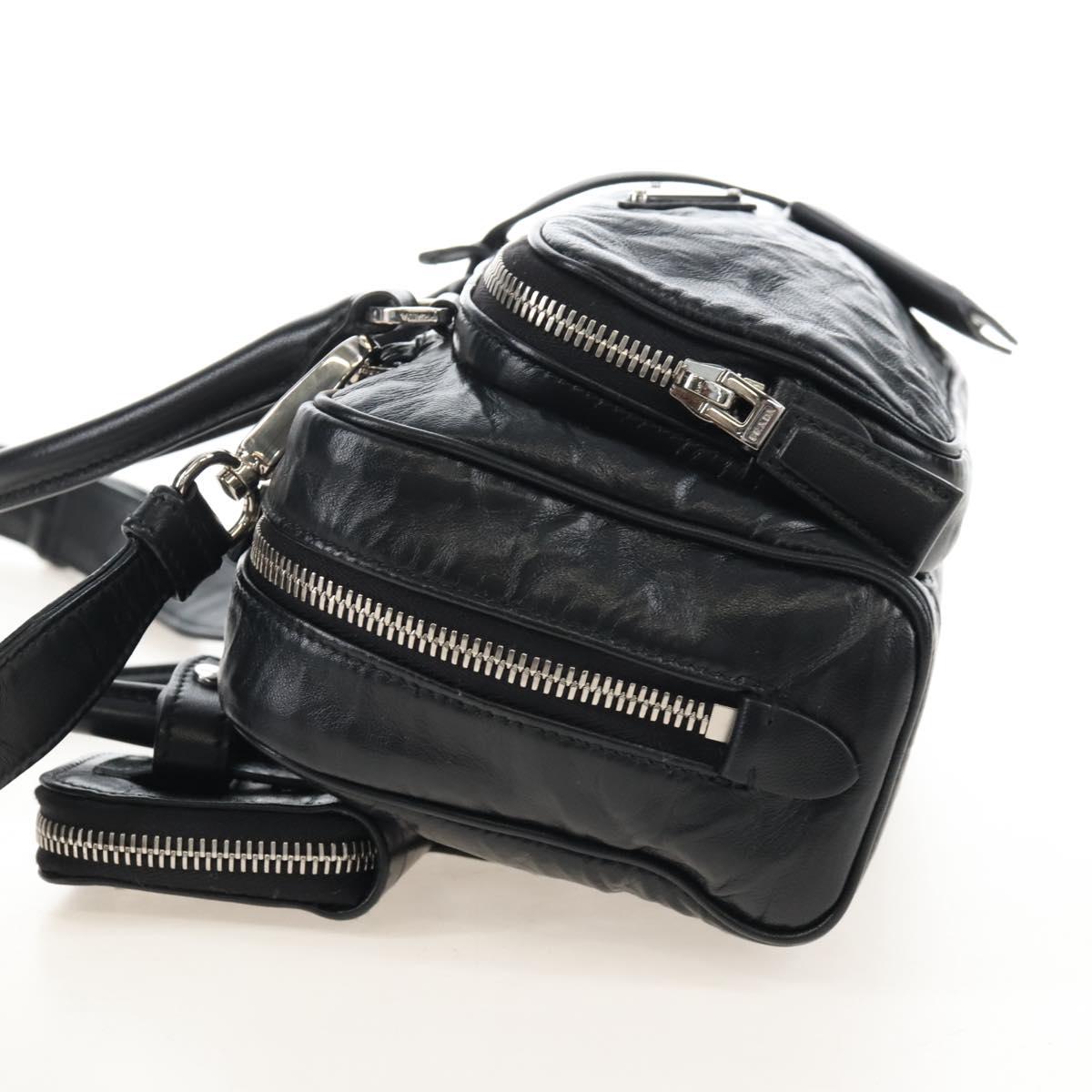 PRADA Hand Bag Leather 2way Black Silver