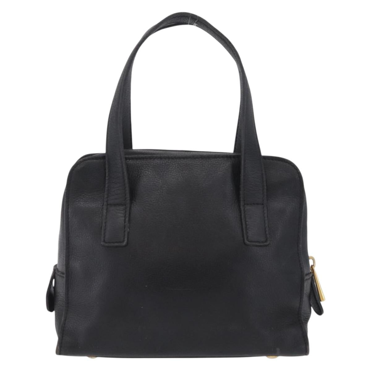CELINE Hand Bag Leather Black Gold