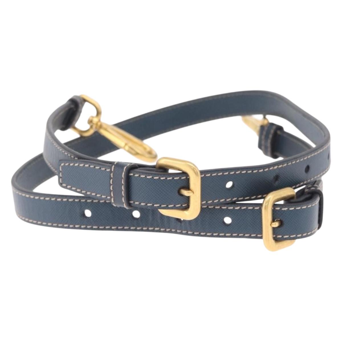 PRADA Shoulder Strap Saffiano leather Navy Gold
