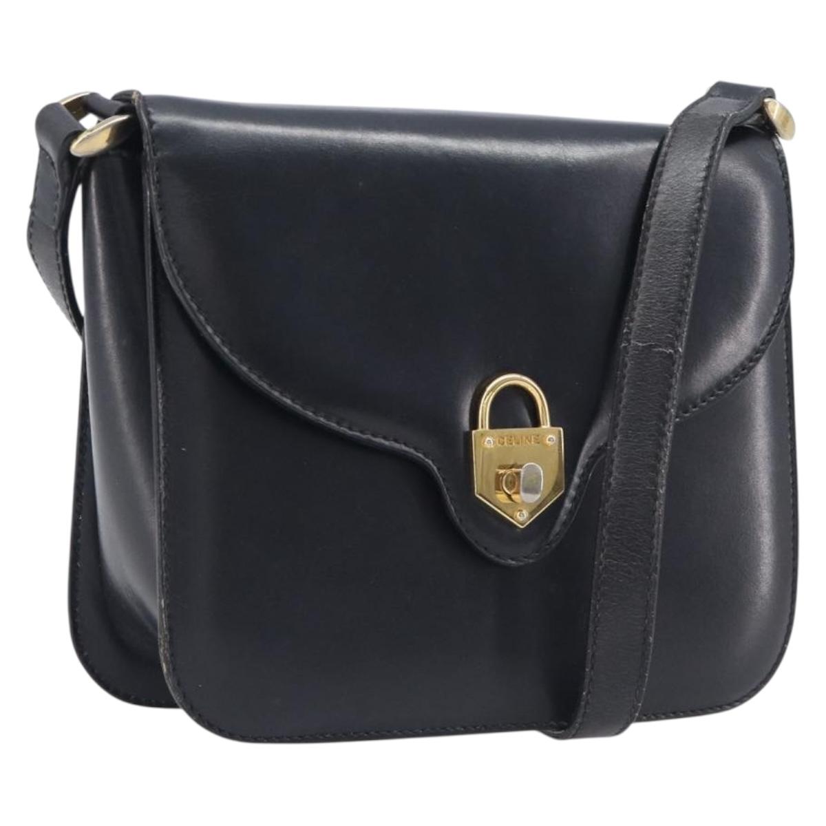 CELINE Shoulder Bag Leather Black Gold