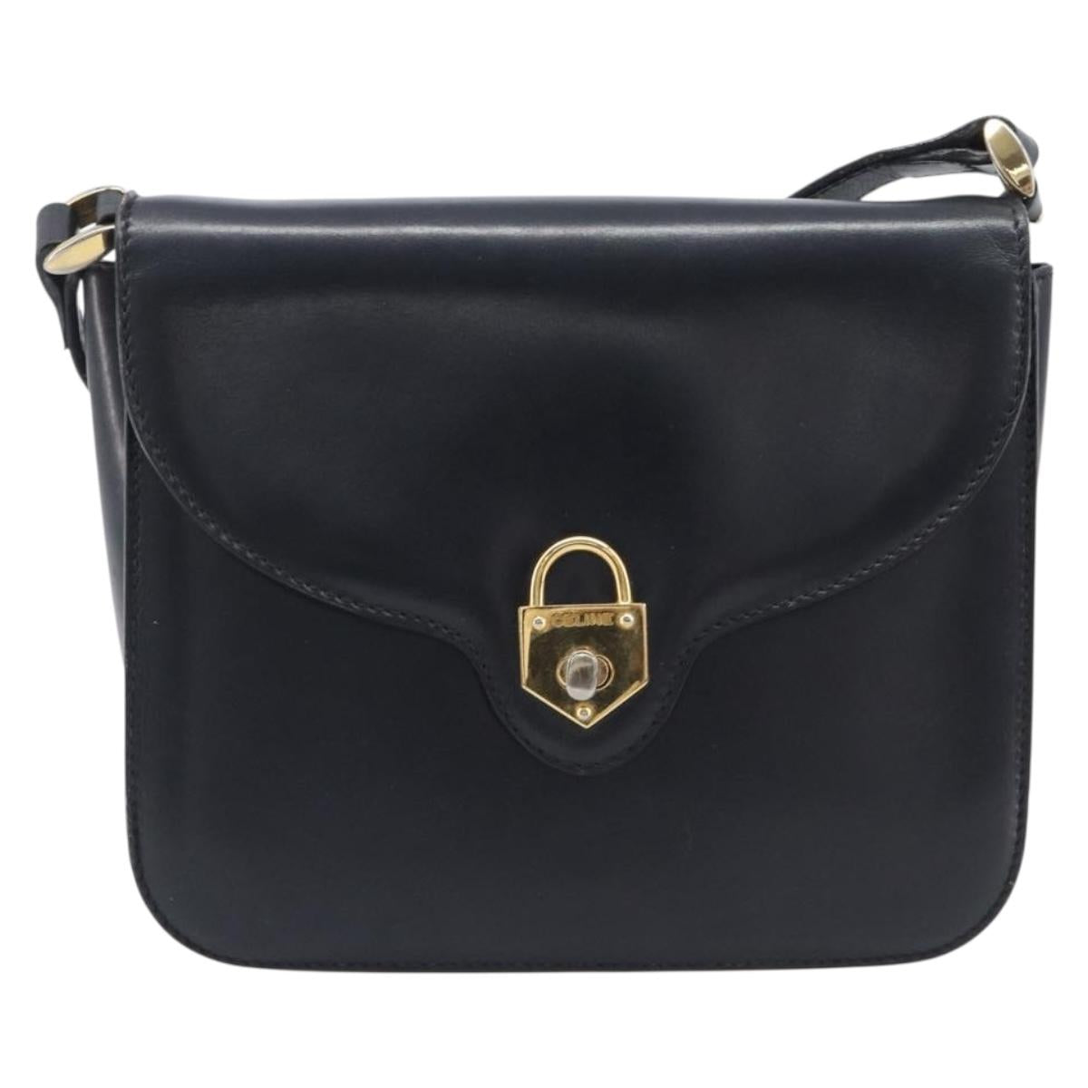CELINE Shoulder Bag Leather Black Gold