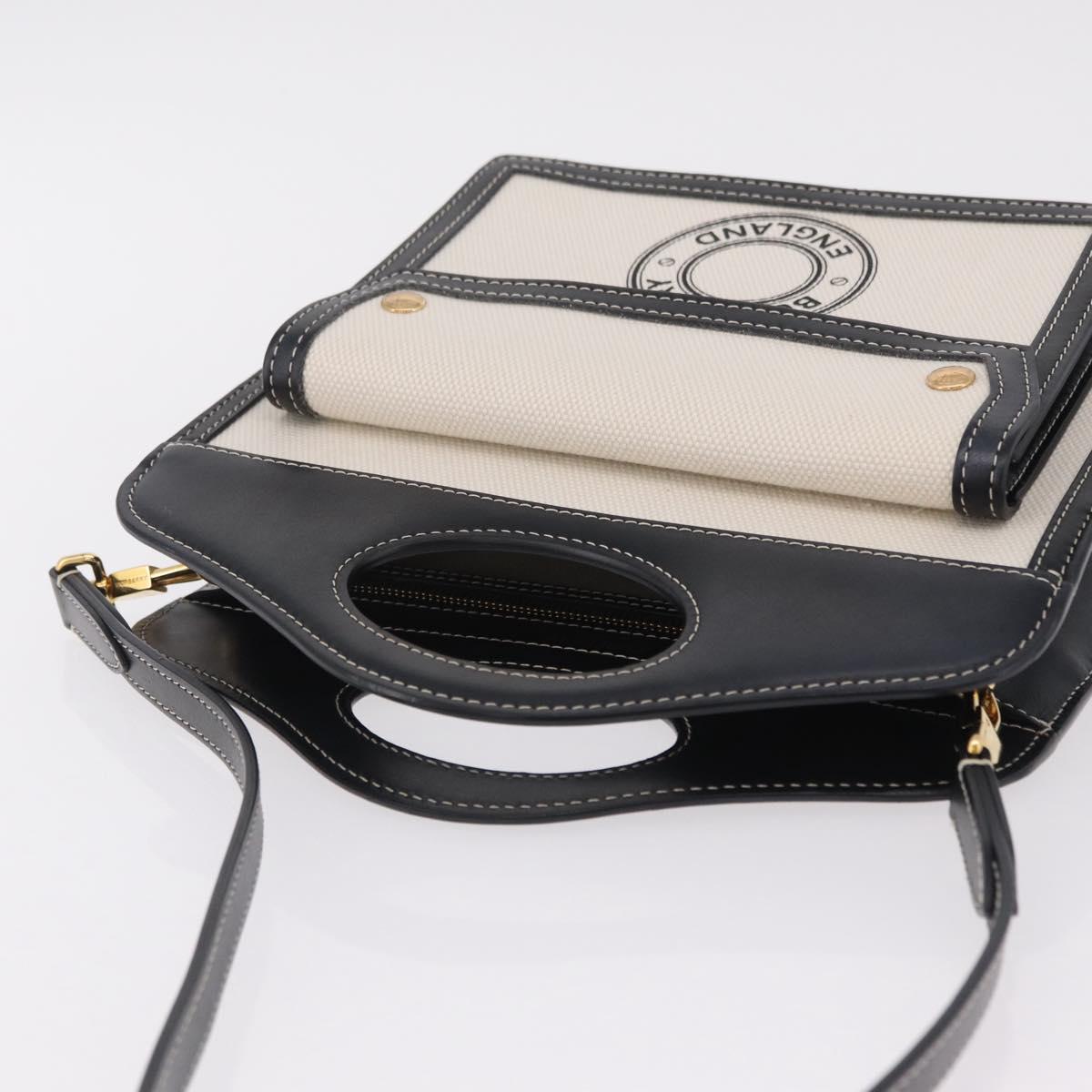 BURBERRY Hand Bag Canvas 2way White Black