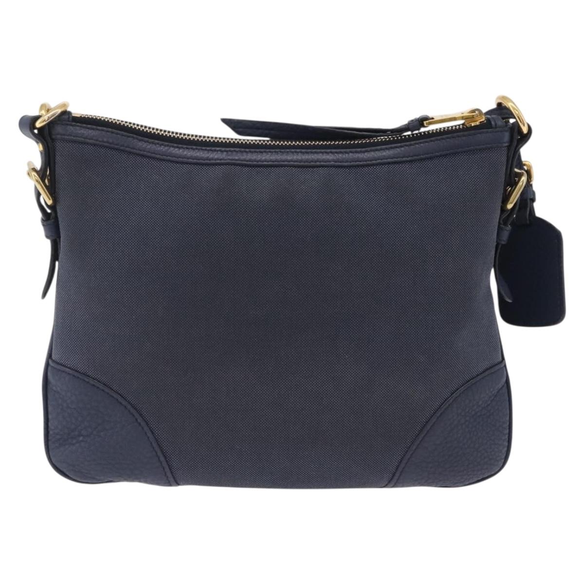 PRADA Shoulder Bag Jacquard Navy Gold