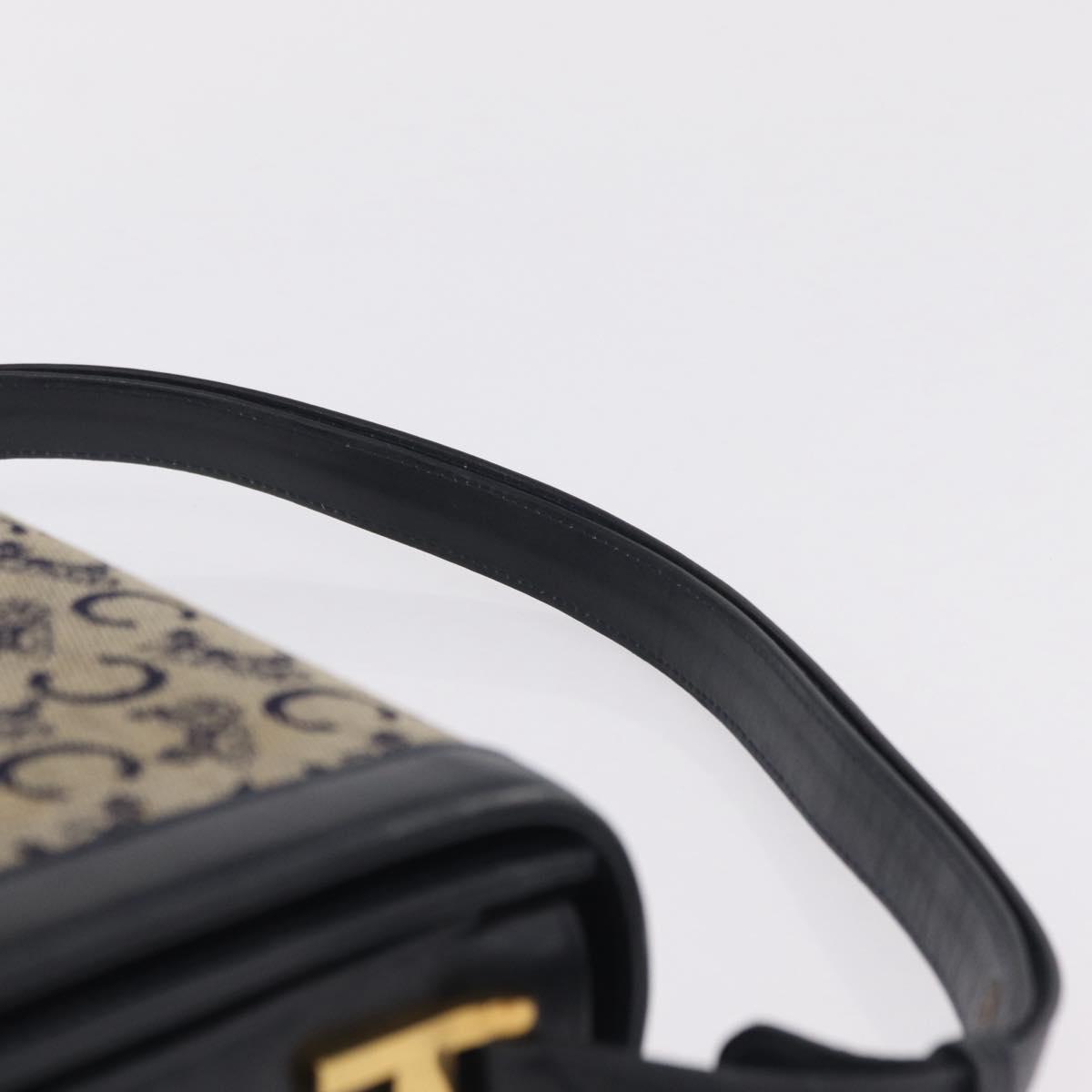 CELINE C Macadam Canvas Shoulder Bag Navy Gold