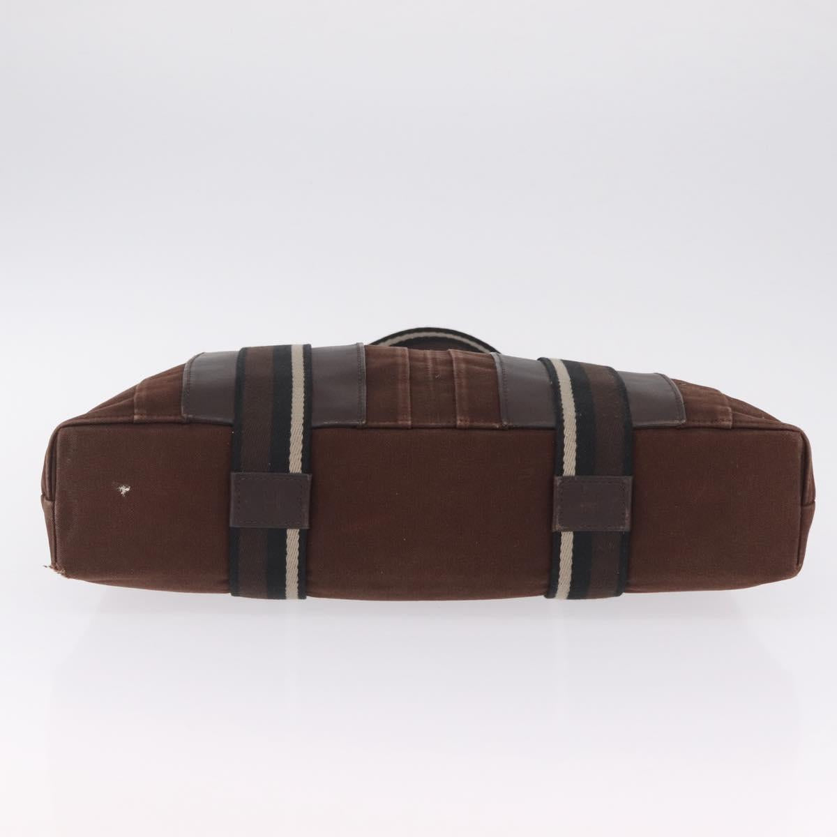 HERMES Trocha Horizontal Tote Bag Canvas Brown Silver