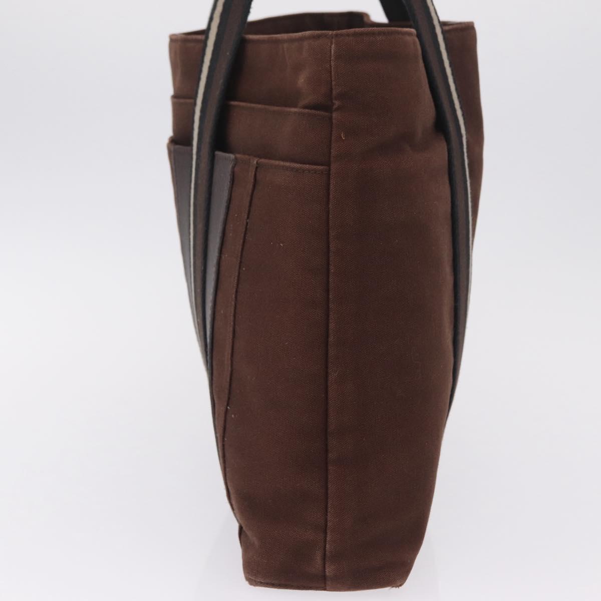 HERMES Trocha Horizontal Tote Bag Canvas Brown Silver