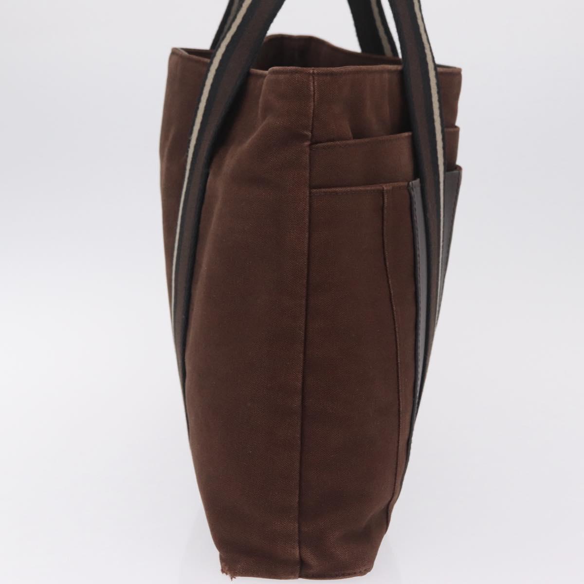 HERMES Trocha Horizontal Tote Bag Canvas Brown Silver