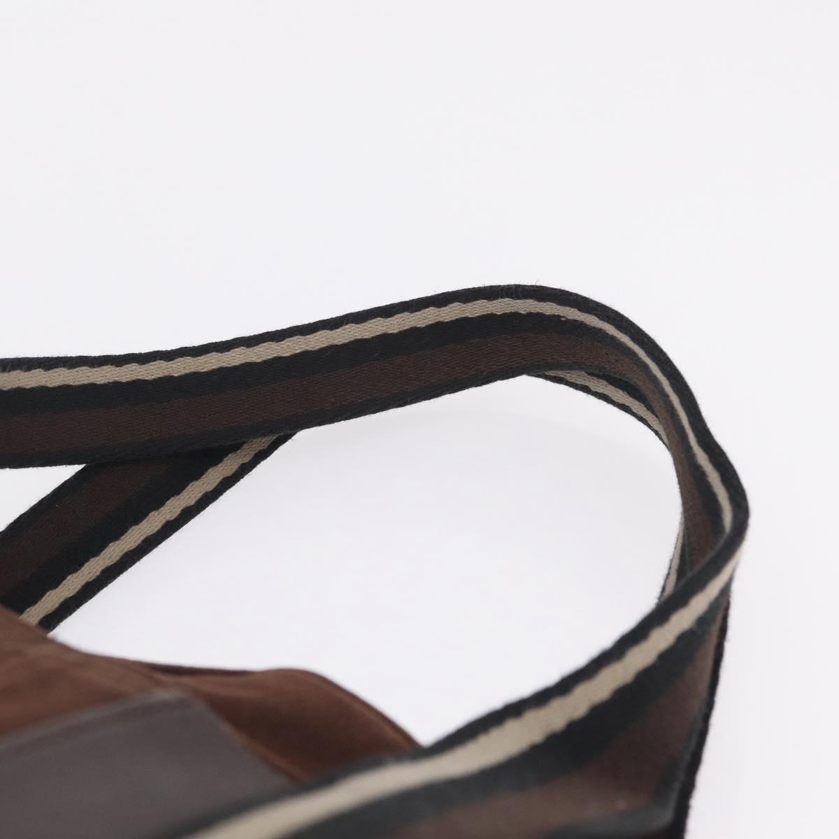 HERMES Trocha Horizontal Tote Bag Canvas Brown Silver