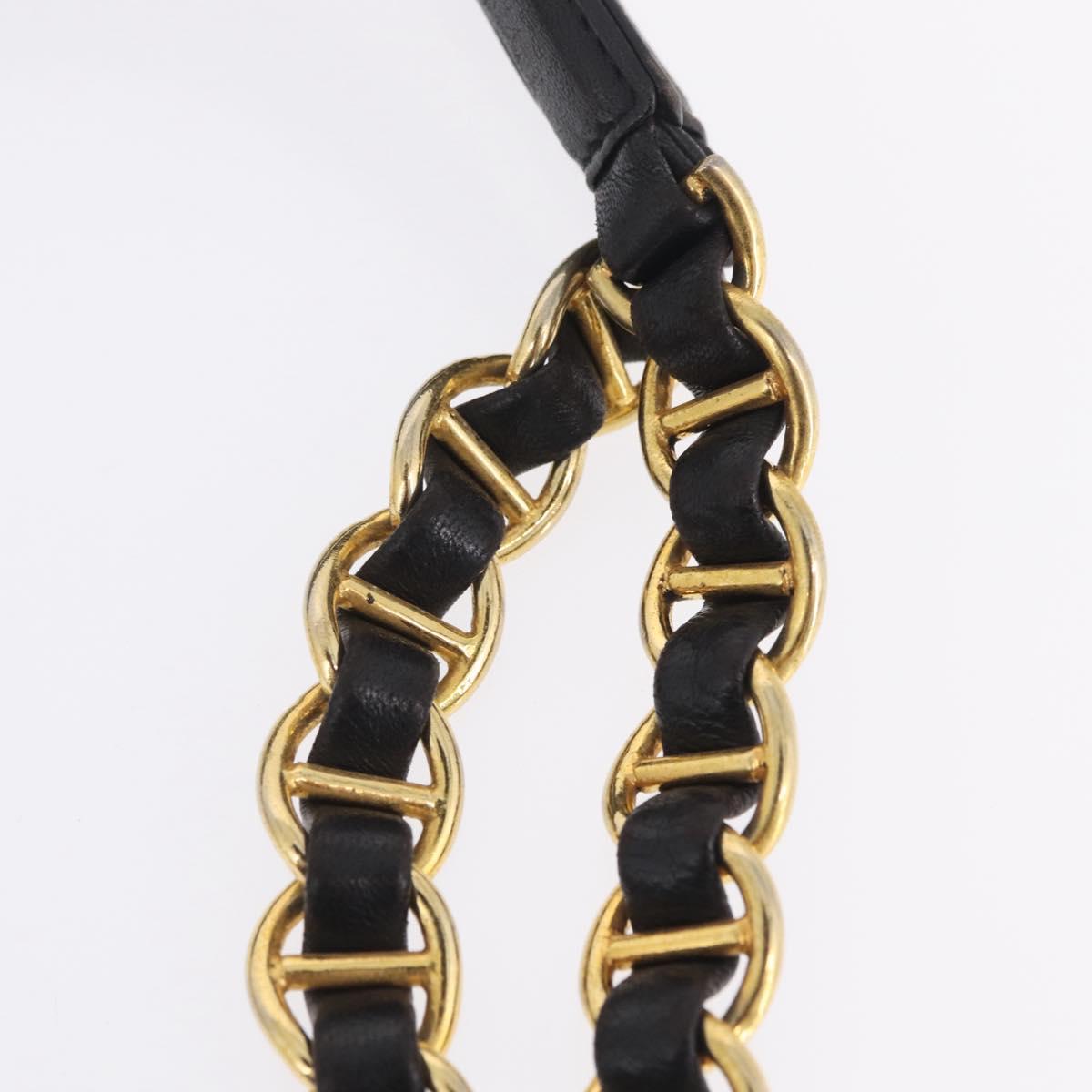 PRADA Chain Shoulder Bag Leather Black Gold