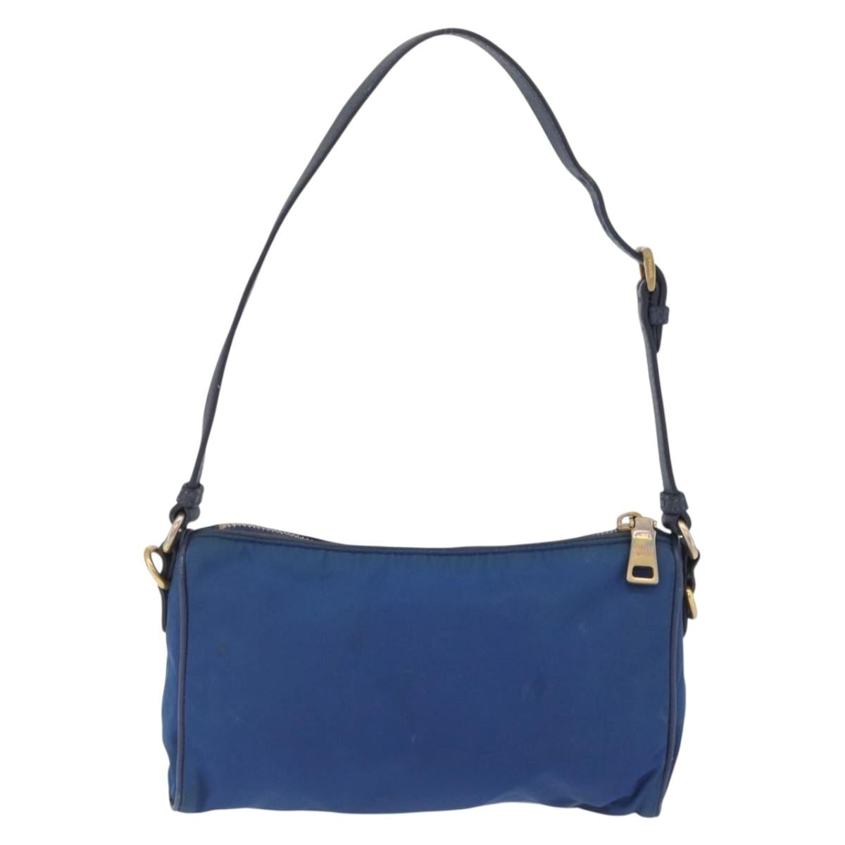 PRADA Shoulder Bag Nylon Blue Gold