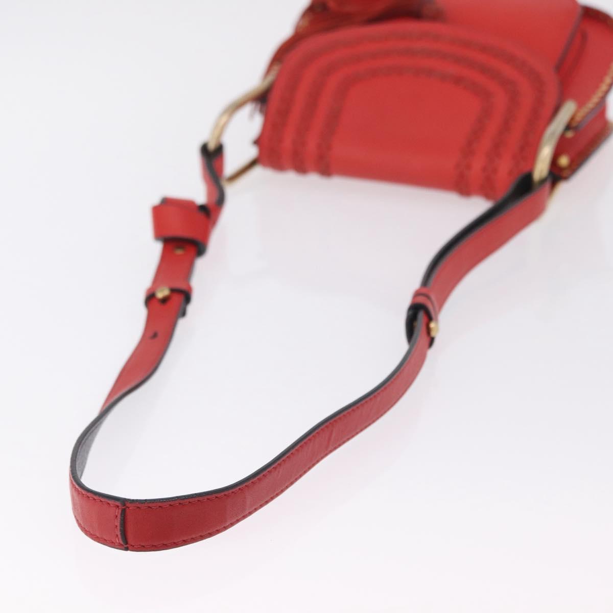 Chloe Shoulder Bag Leather Red Gold