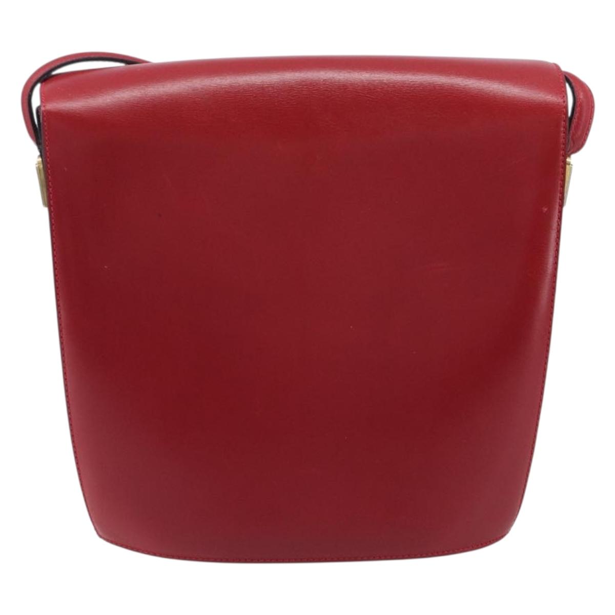 Bally Shoulder Bag Leather Red Gold Tone