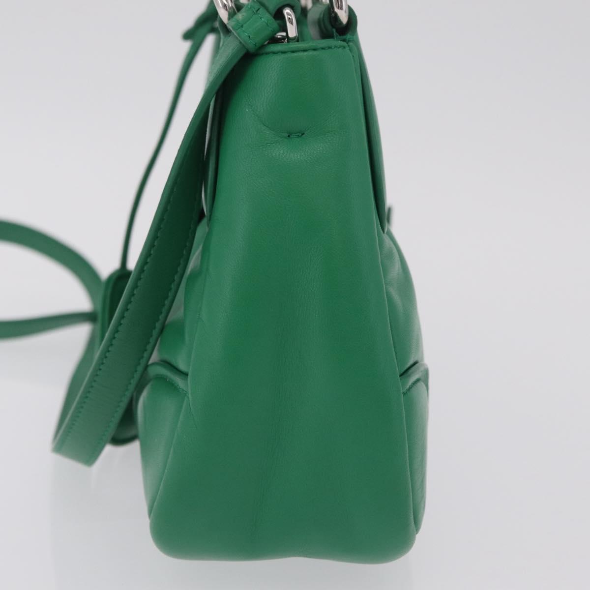 PRADA Hand Bag Leather 2way Green Silver