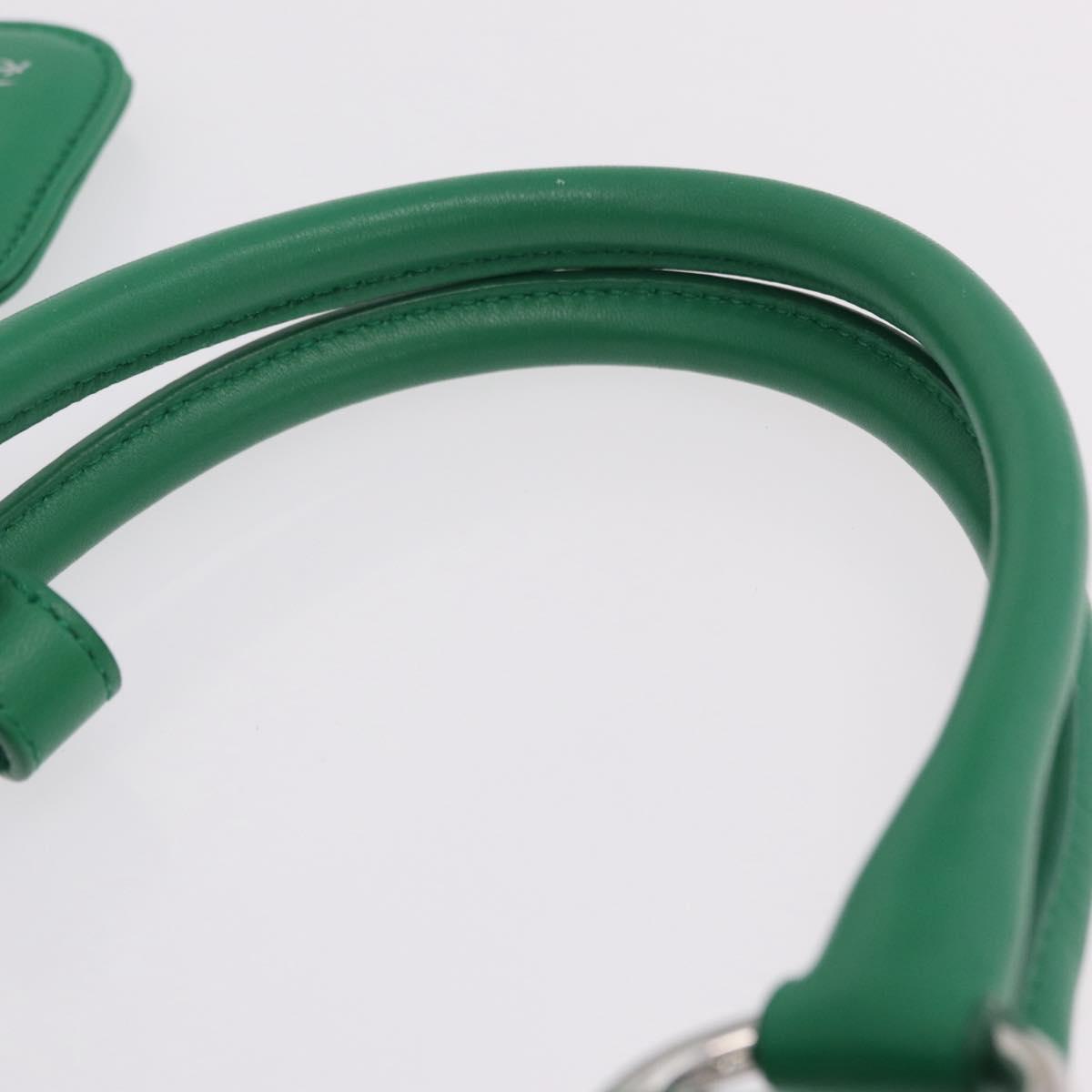 PRADA Hand Bag Leather 2way Green Silver