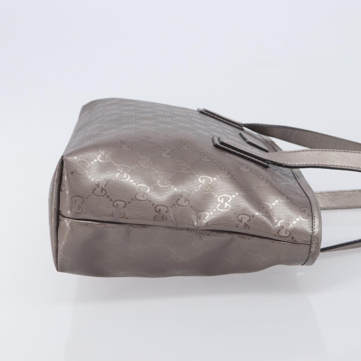 GUCCI GG Implementation Tote Bag PVC Leather Silver 211138