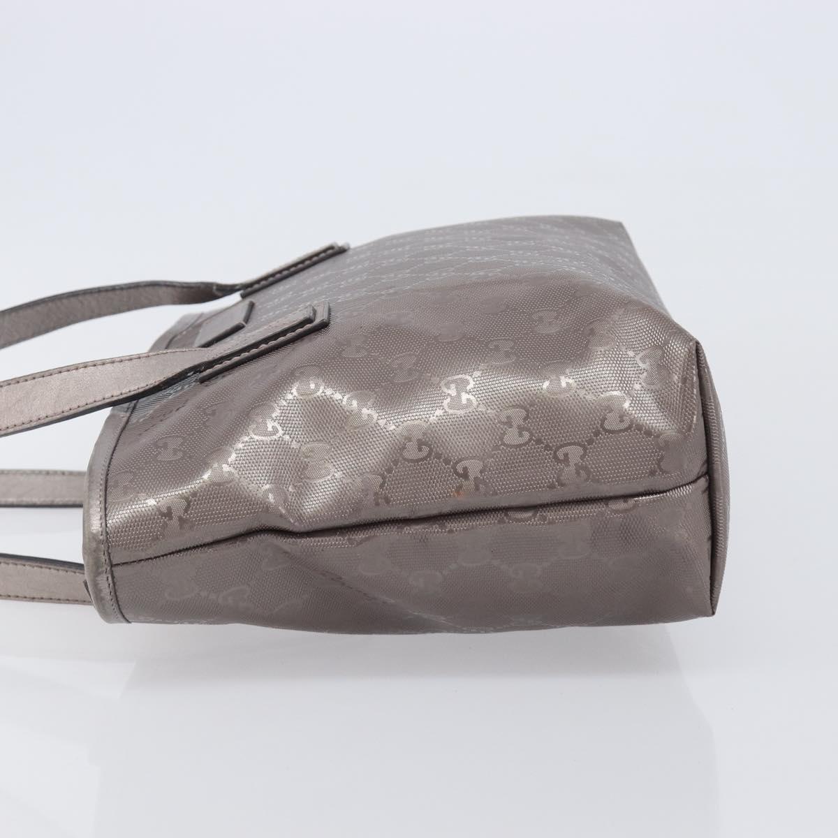 GUCCI GG Implementation Tote Bag PVC Leather Silver 211138