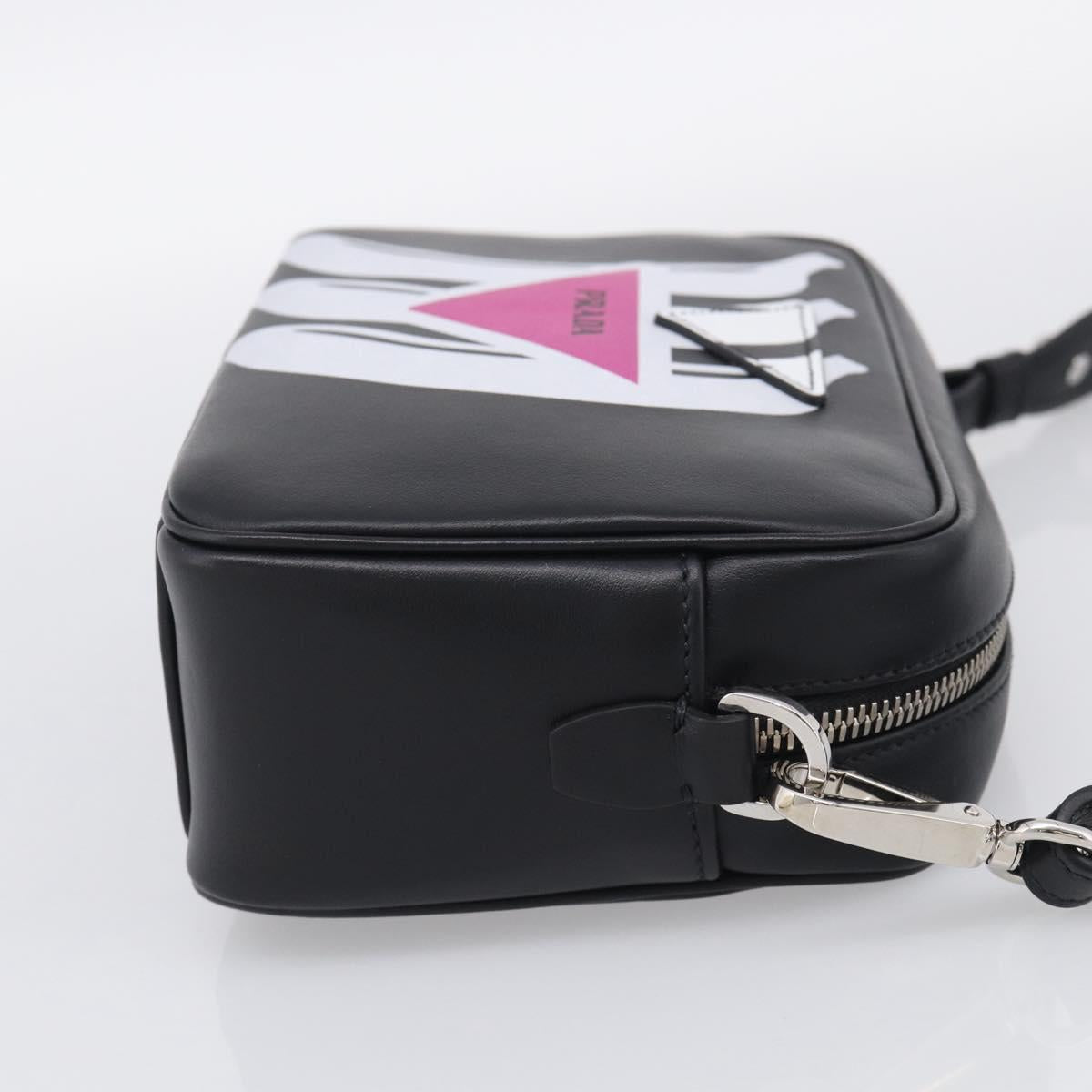 PRADA Shoulder Bag Leather Black Silver