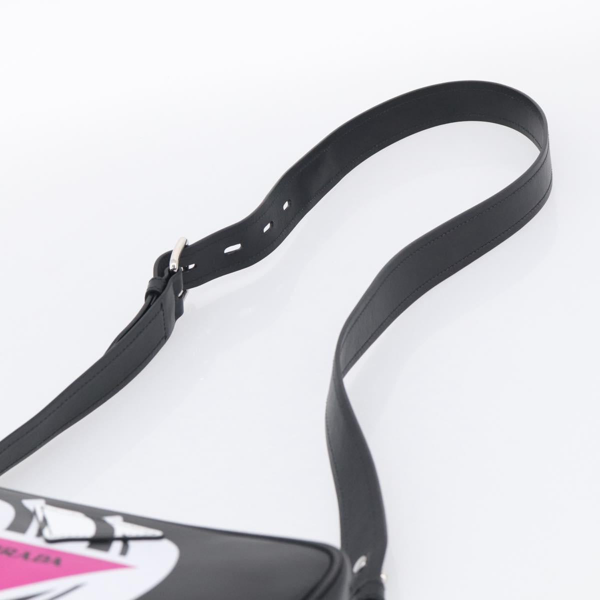 PRADA Shoulder Bag Leather Black Silver