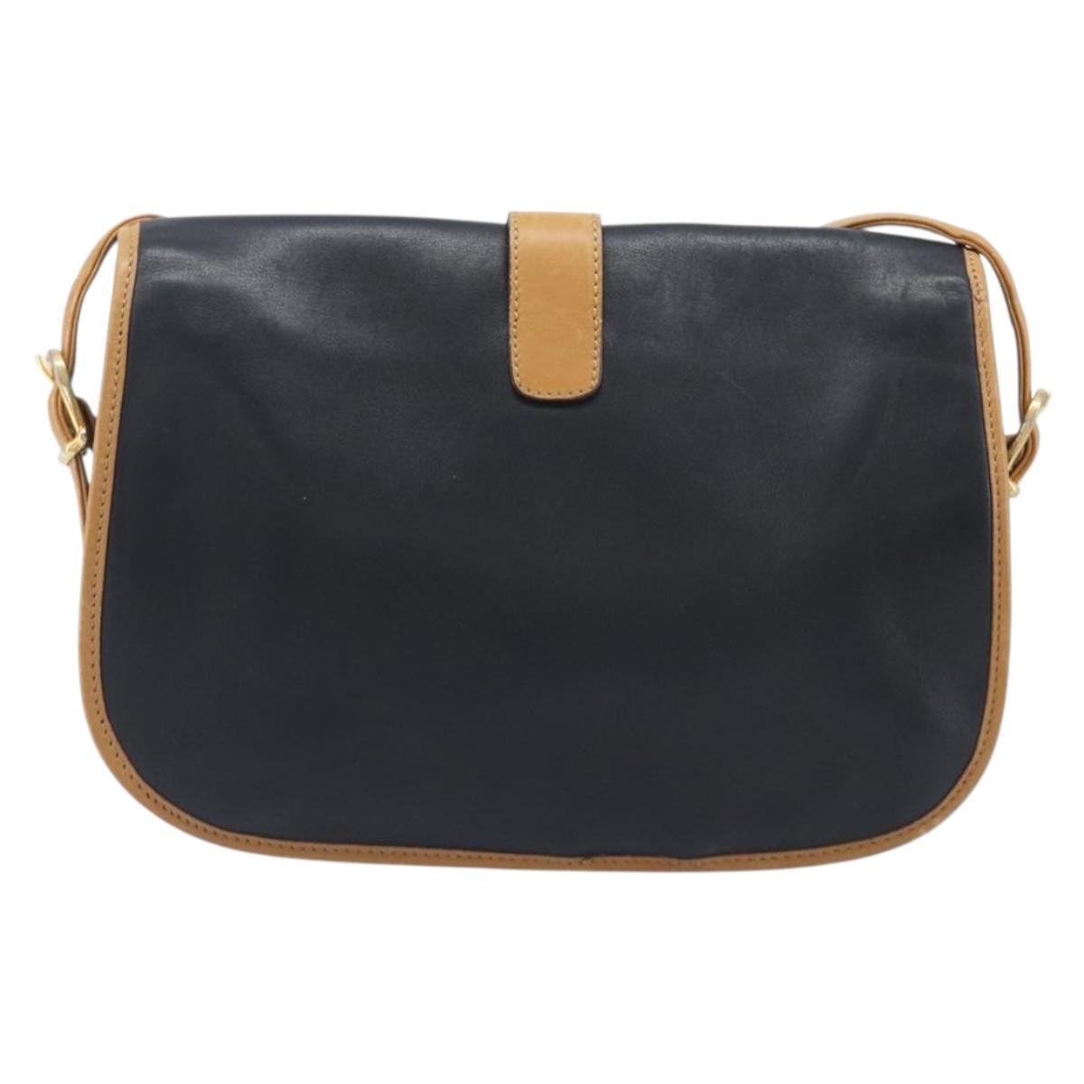CELINE Shoulder Bag Leather Black Gold Tone