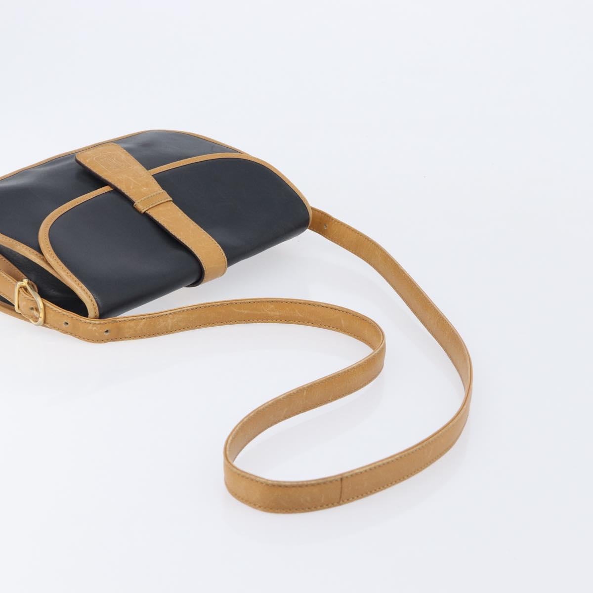 CELINE Shoulder Bag Leather Black Gold Tone