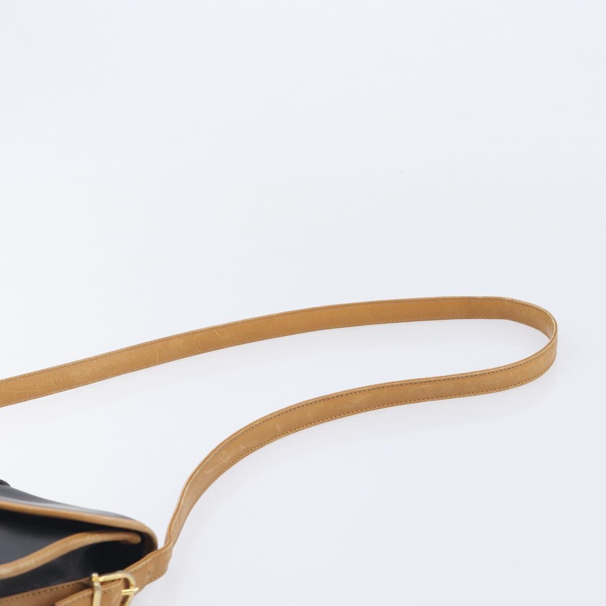 CELINE Shoulder Bag Leather Black Gold Tone