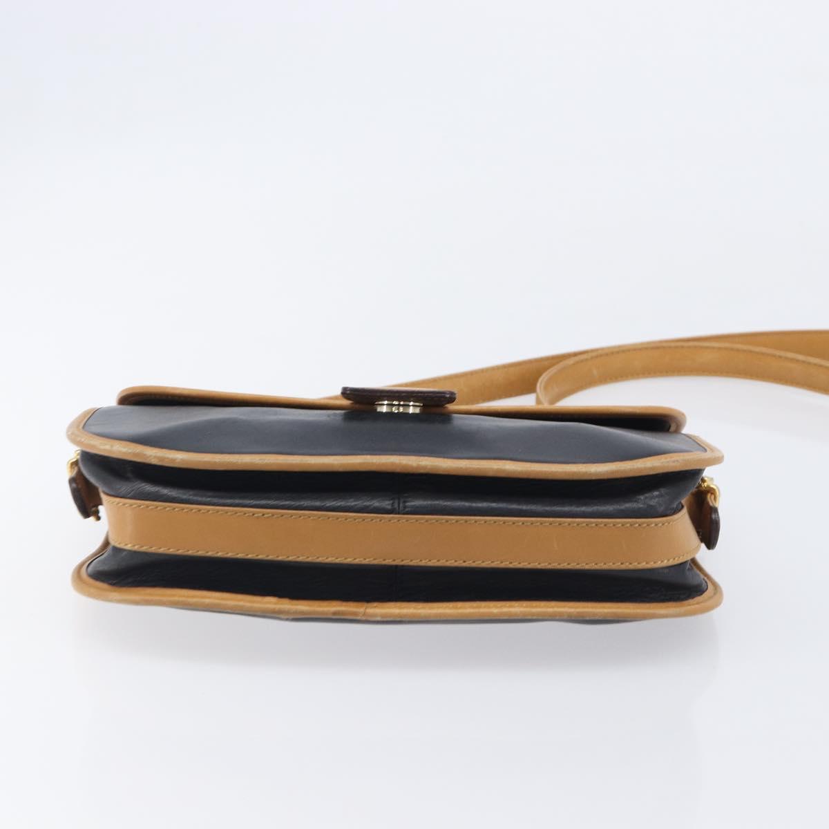 CELINE Shoulder Bag Leather Black Gold Tone