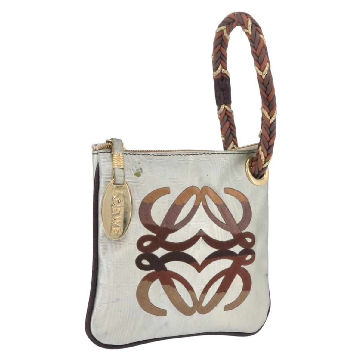 LOEWE Hand Bag PVC Canvas Gray Gold