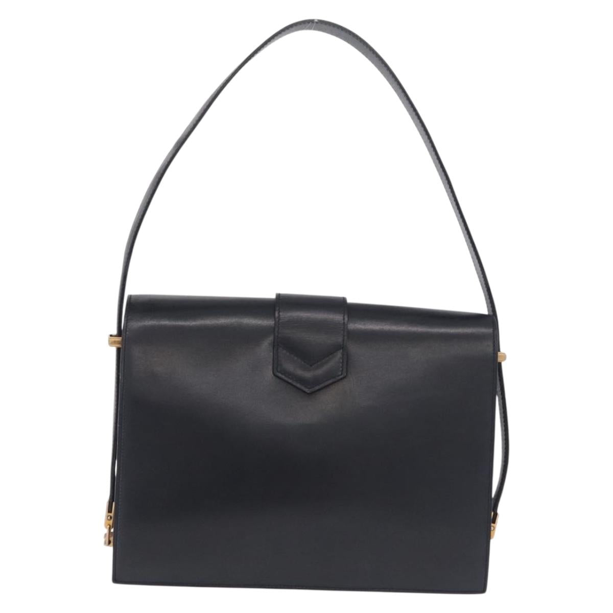 CELINE Shoulder Bag Leather Navy Gold