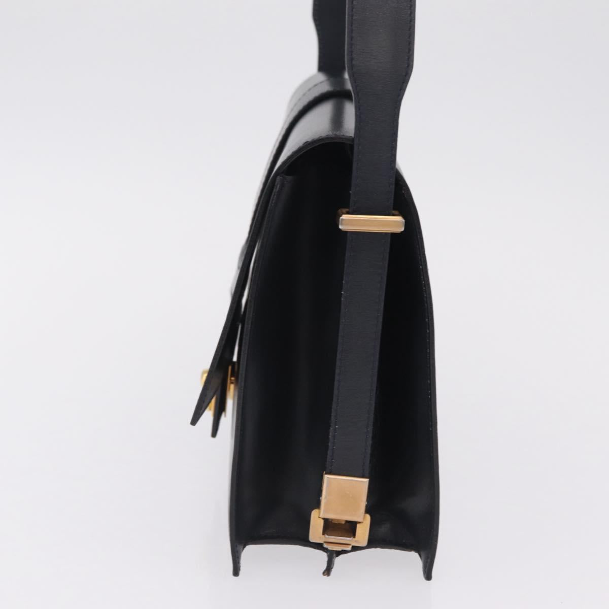 CELINE Shoulder Bag Leather Navy Gold