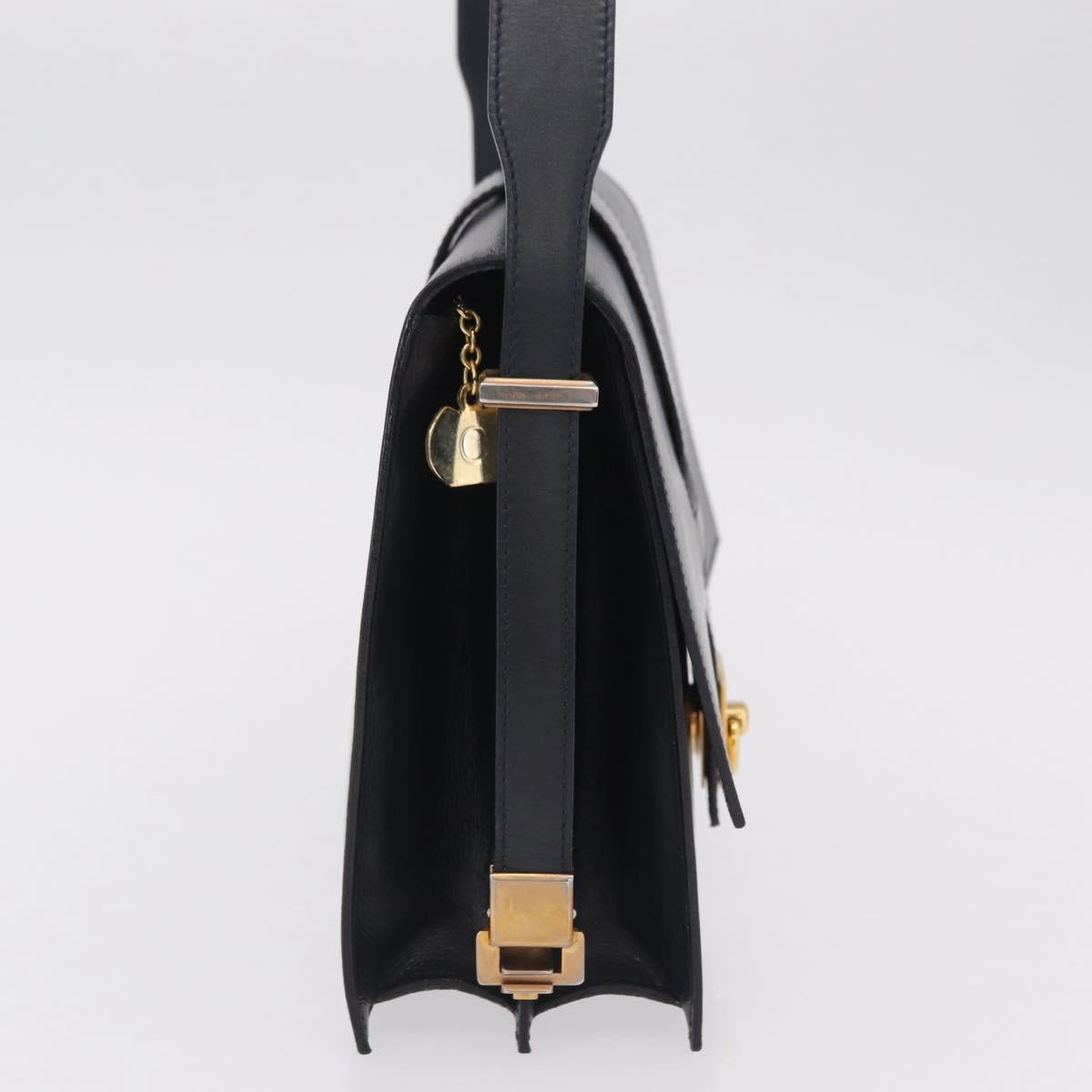CELINE Shoulder Bag Leather Navy Gold