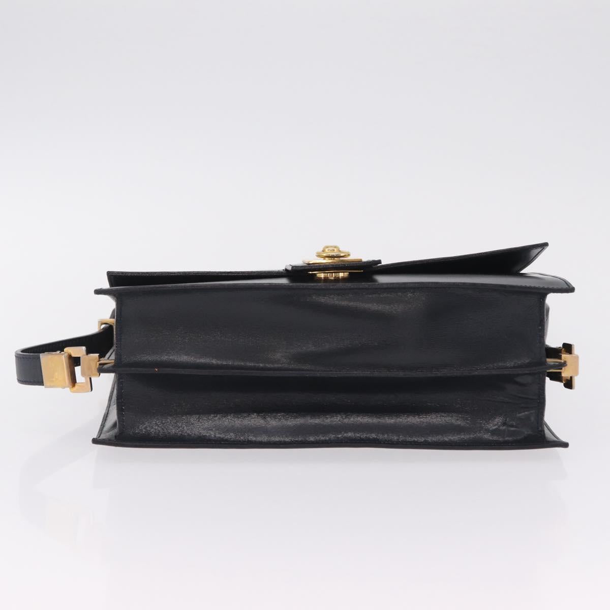 CELINE Shoulder Bag Leather Navy Gold