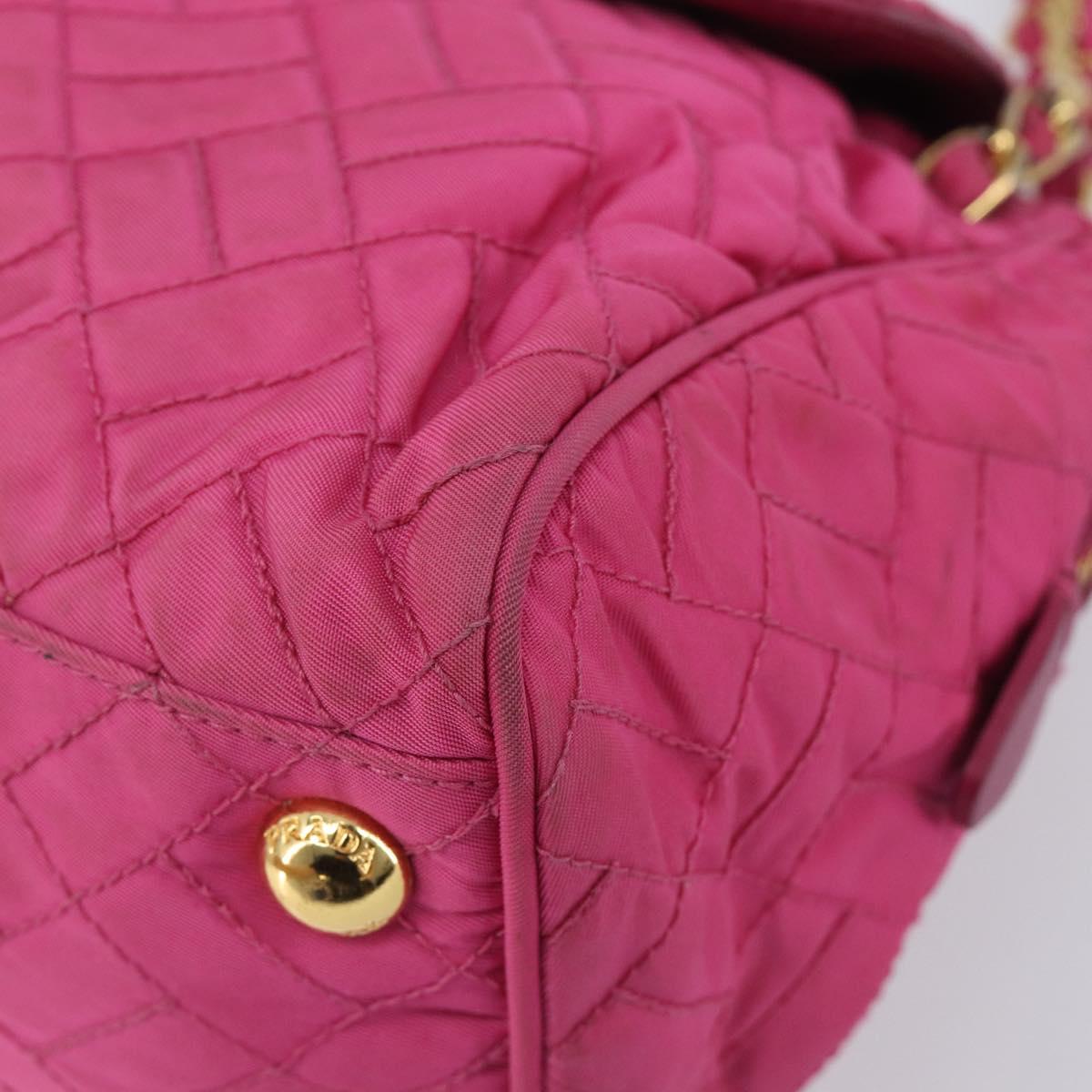 PRADA Chain Shoulder Bag Nylon Pink Gold