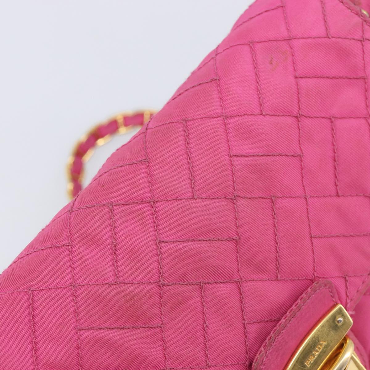 PRADA Chain Shoulder Bag Nylon Pink Gold