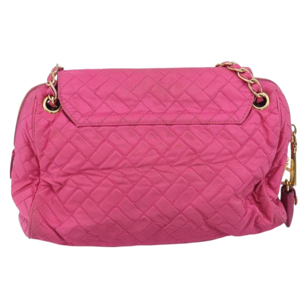 PRADA Chain Shoulder Bag Nylon Pink Gold