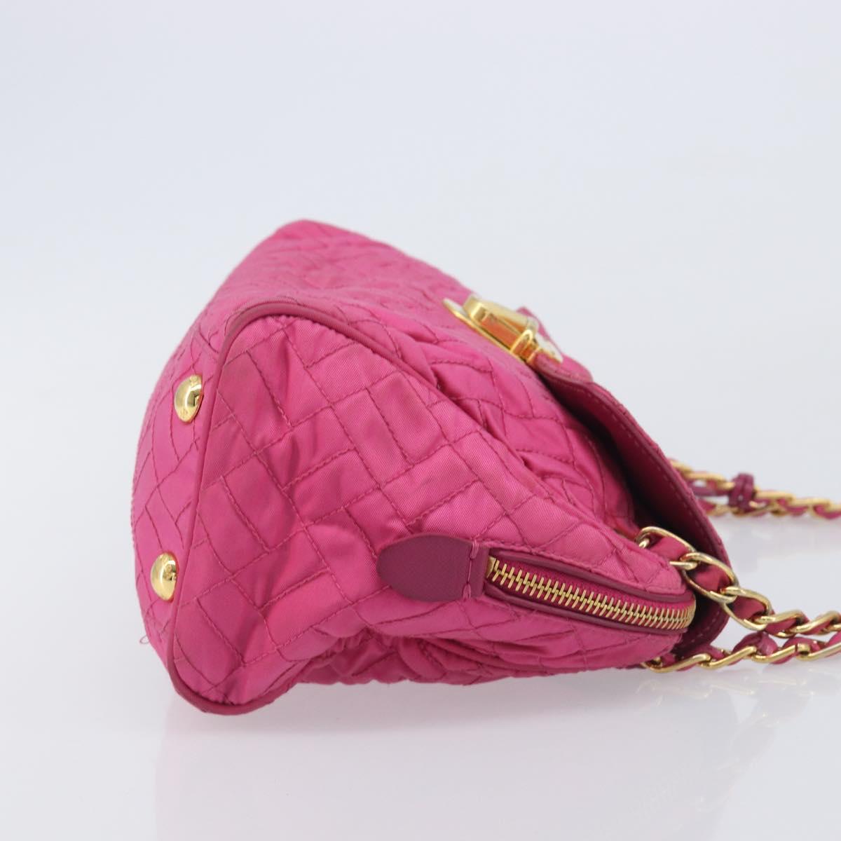 PRADA Chain Shoulder Bag Nylon Pink Gold