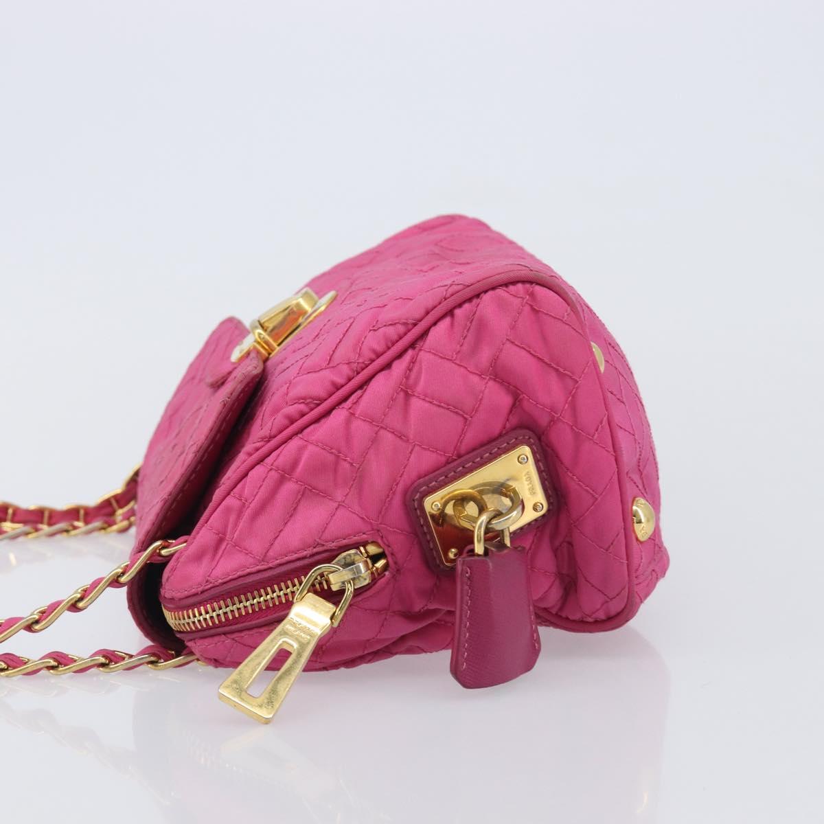 PRADA Chain Shoulder Bag Nylon Pink Gold