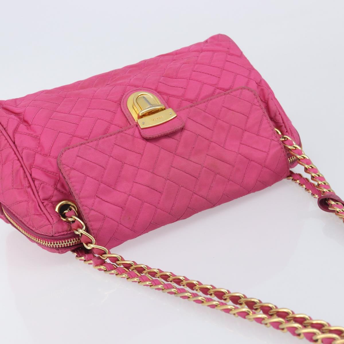 PRADA Chain Shoulder Bag Nylon Pink Gold