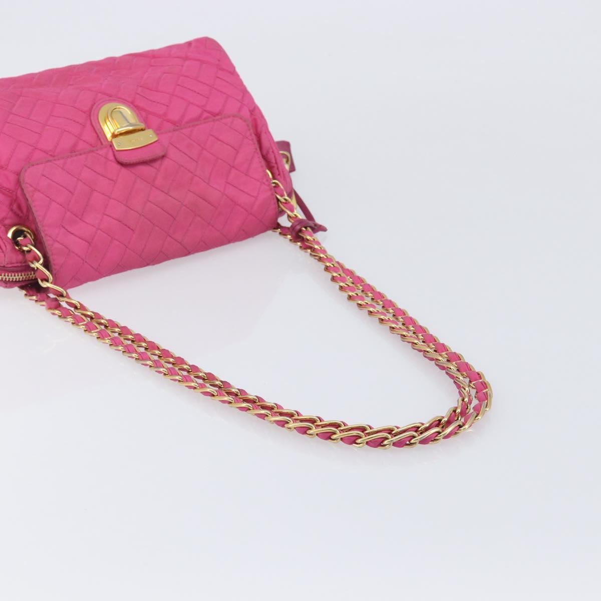 PRADA Chain Shoulder Bag Nylon Pink Gold