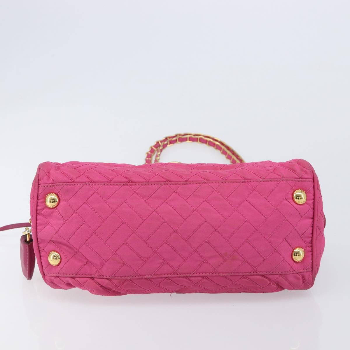PRADA Chain Shoulder Bag Nylon Pink Gold